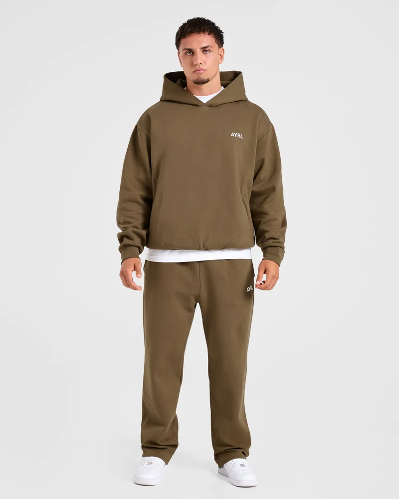 Essential Oversized Straight Leg Joggers- Olive Vert