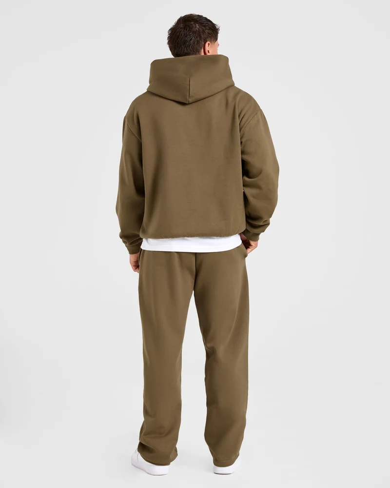 Essential Oversized Straight Leg Joggers- Olive Vert