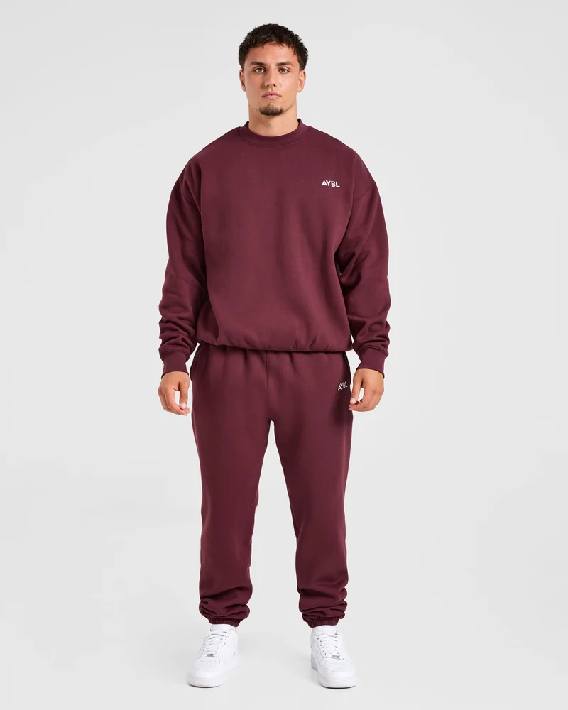 Essential Oversized Joggers - Burgundy Rouge