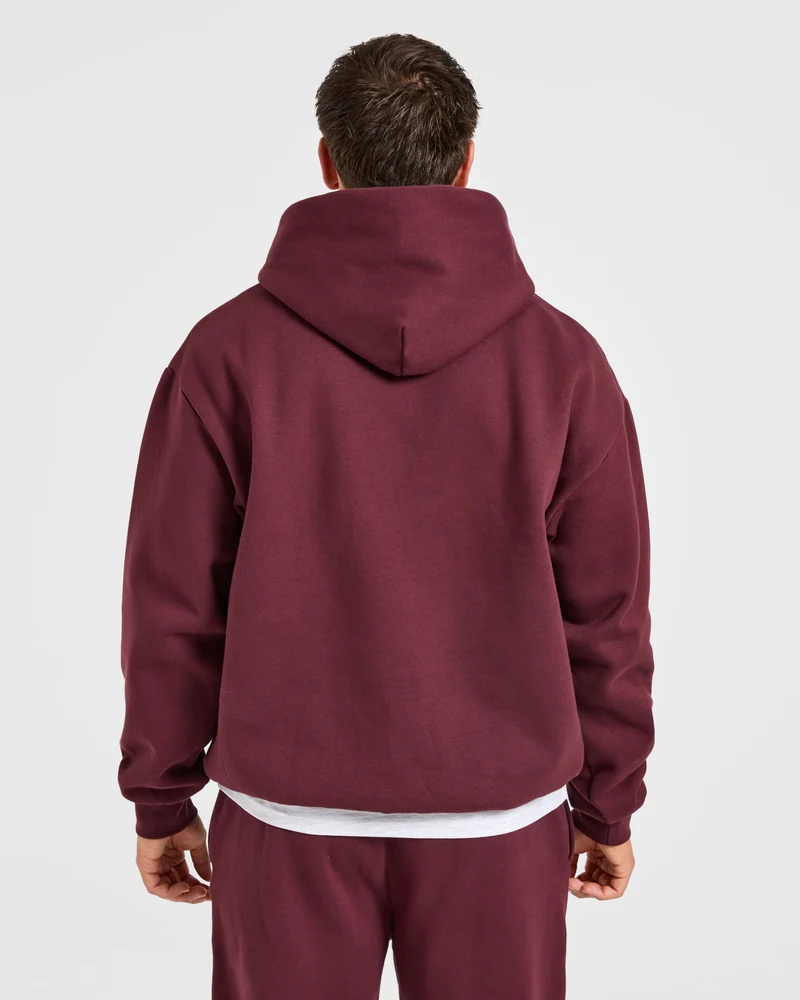 Essential Oversized Hoodie - Burgundy Rouge