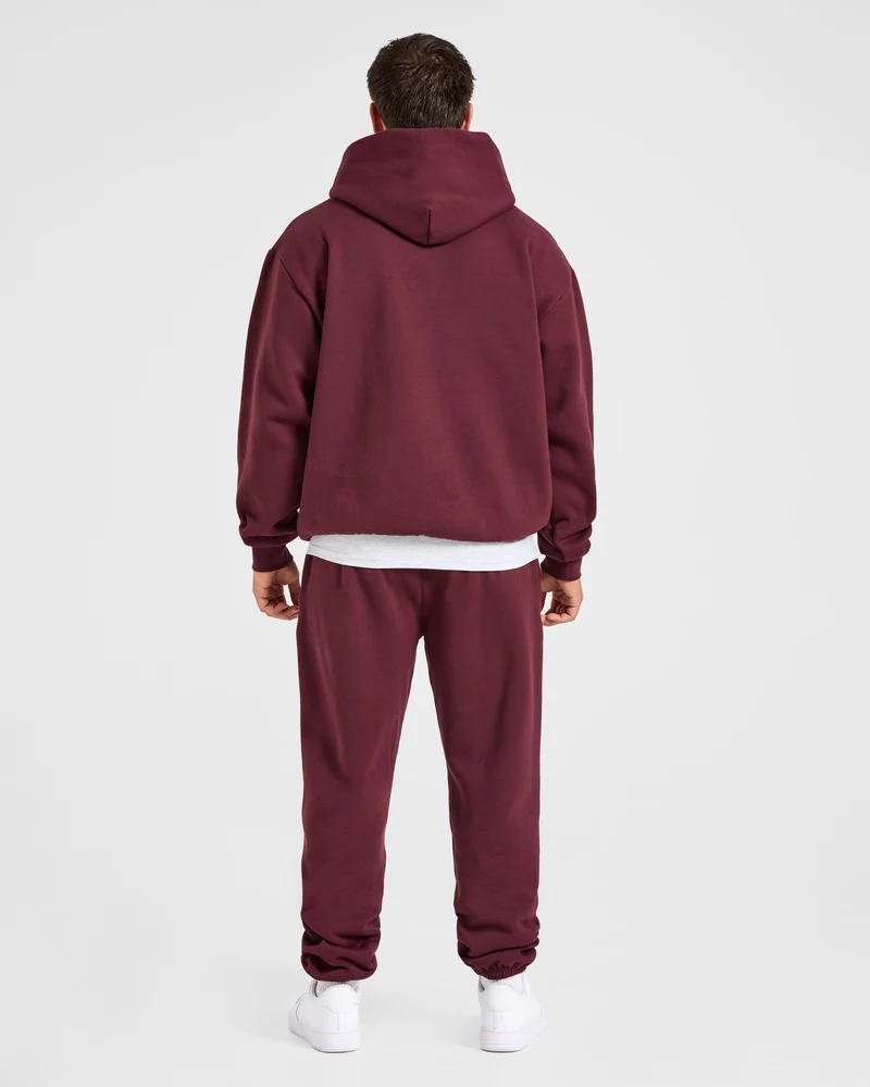 Essential Oversized Hoodie - Burgundy Rouge