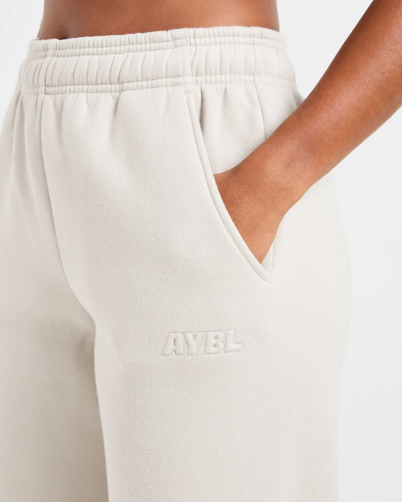 Classic Plush Oversized Straight Leg Joggers - Sand