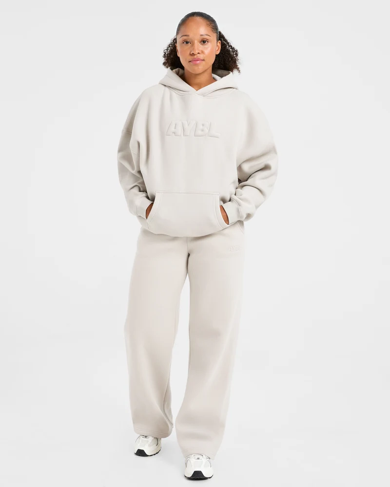 Classic Plush Oversized Straight Leg Joggers - Sand
