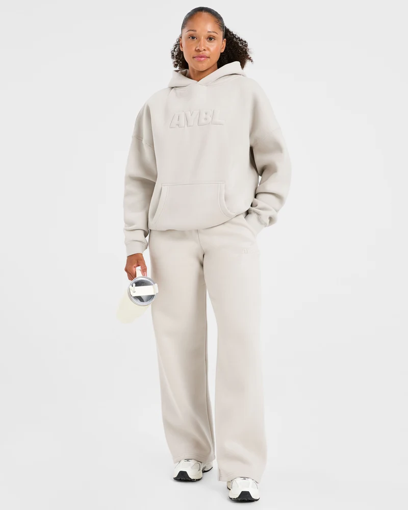 Classic Plush Oversized Straight Leg Joggers - Sand