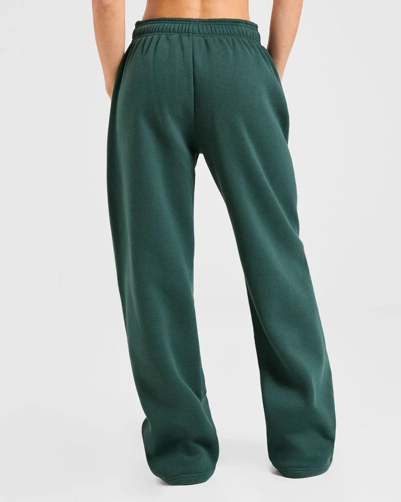 Classic Plush Oversized Straight Leg Joggers - Pine Vert