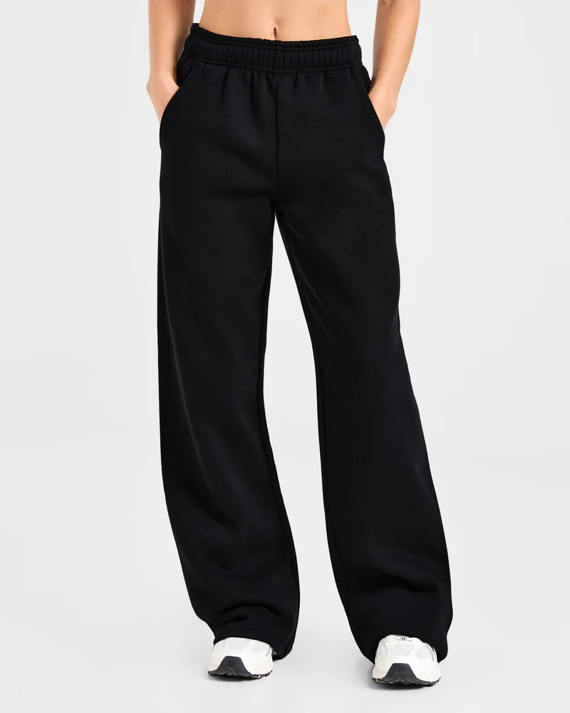 Classic Plush Oversized Straight Leg Joggers - Noir