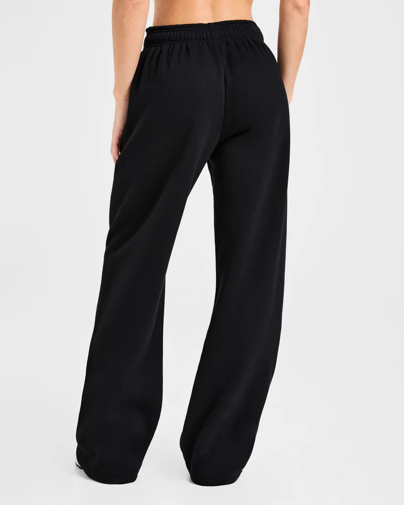 Classic Plush Oversized Straight Leg Joggers - Noir