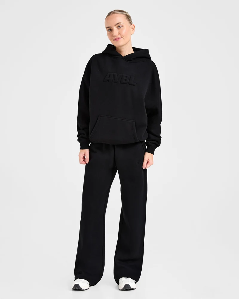 Classic Plush Oversized Straight Leg Joggers - Noir