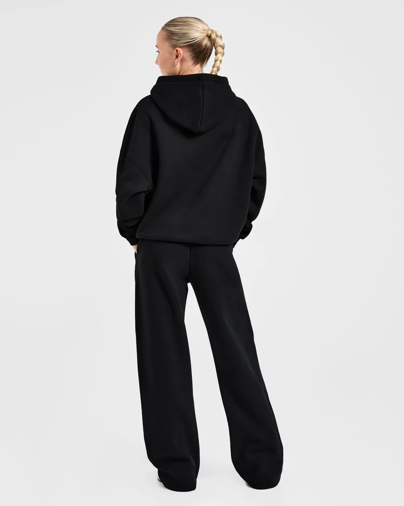 Classic Plush Oversized Straight Leg Joggers - Noir