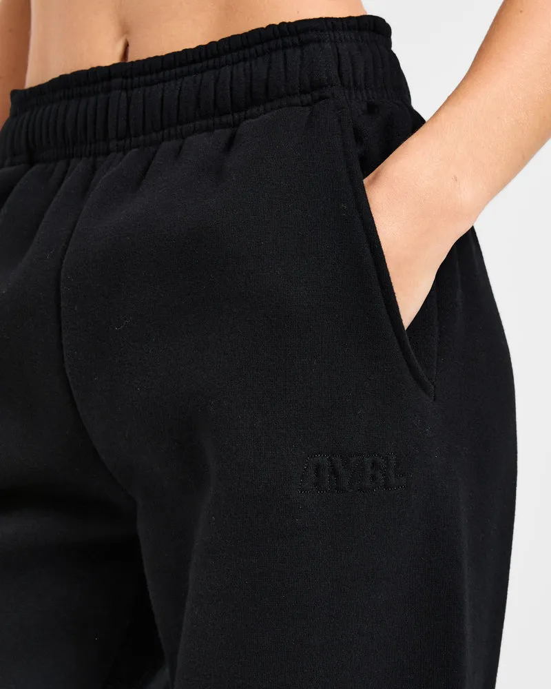 Classic Plush Oversized Straight Leg Joggers - Noir