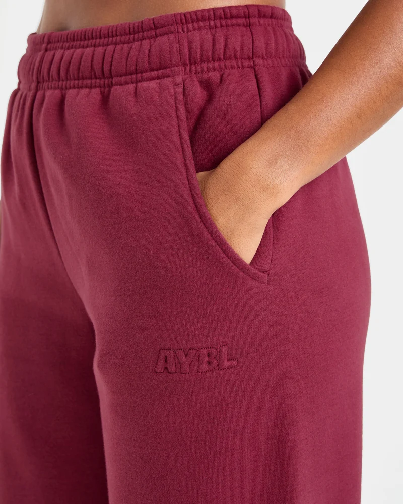 Classic Plush Oversized Straight Leg Joggers - Muted Raspberry