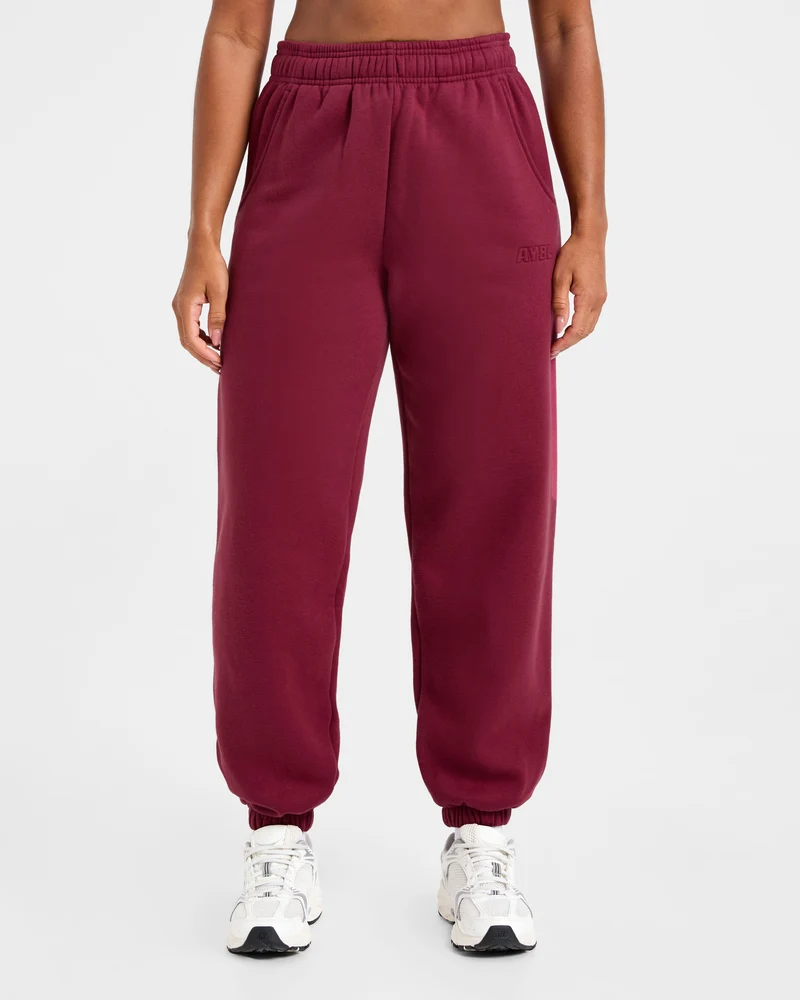 Classic Plush Oversized Joggers - Muted Raspberry