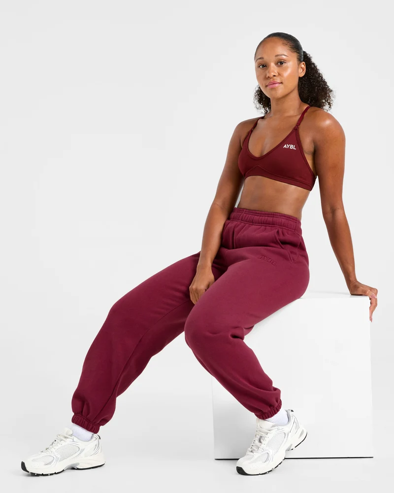 Classic Plush Oversized Joggers - Muted Raspberry