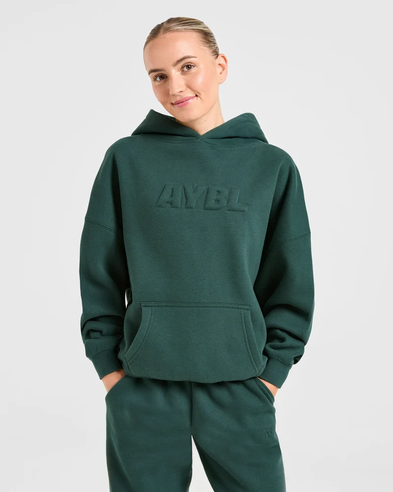 Classic Plush Oversized Hoodie - Pine Vert