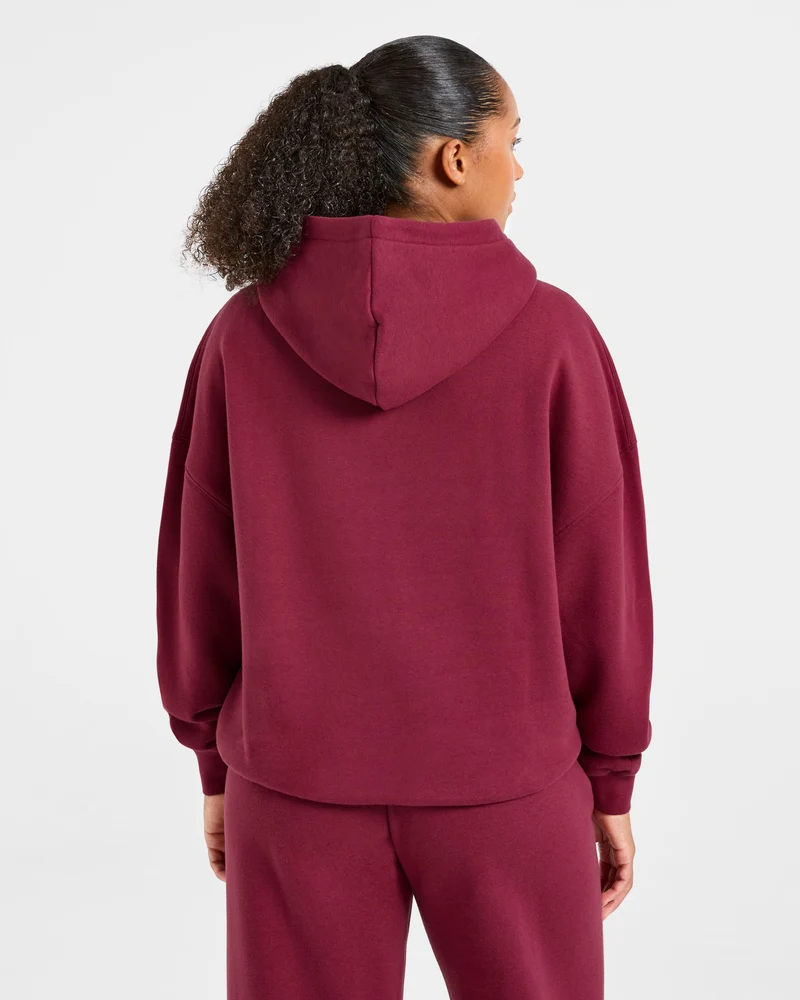 Classic Plush Oversized Hoodie - Muted Raspberry
