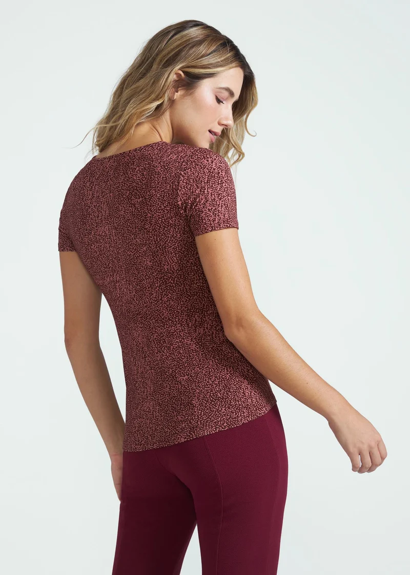 T-shirt Mulher Manga Curta Estampada