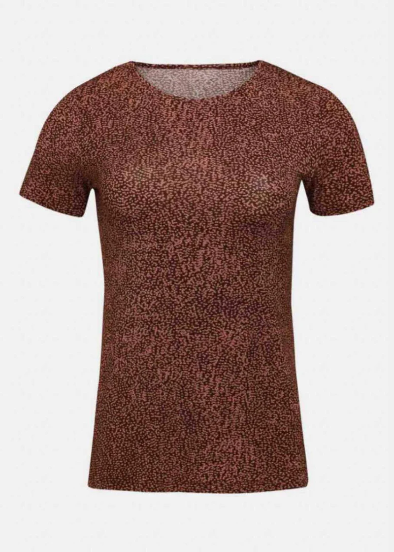 T-shirt Mulher Manga Curta Estampada