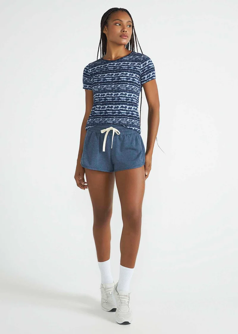 T-shirt Mulher Manga Curta Estampada