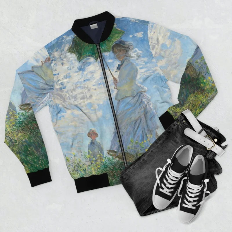Woman with a Parasol Claude Monet Bomber Jacket