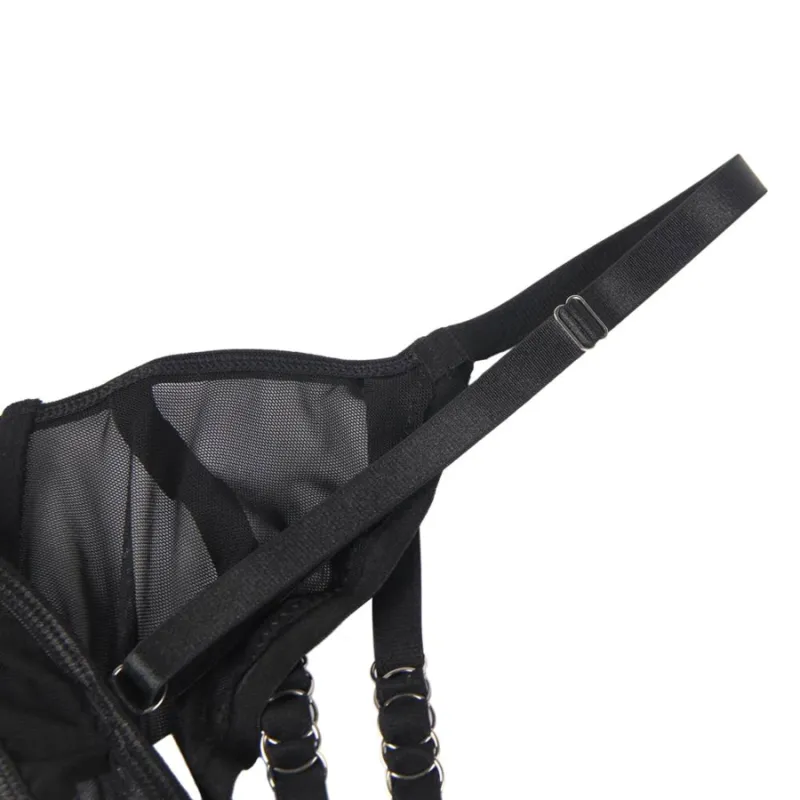 ensemble deux pièces sexy soutien gorge sans armature bretelles réglables anneaux fermoirs multi rubans confort extensible polyester élasthanne taille SM