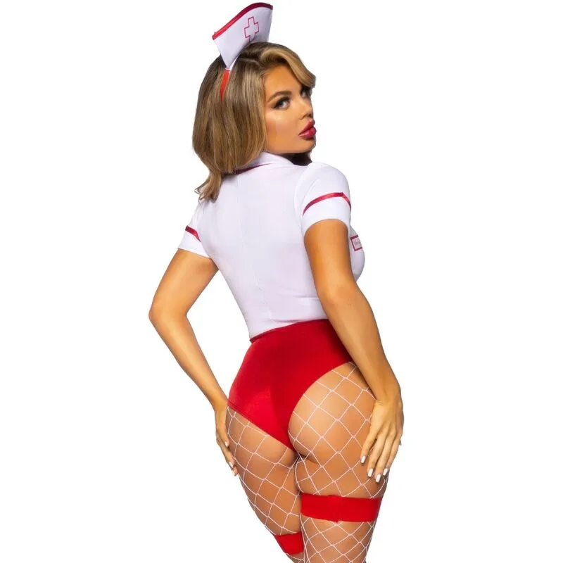 costume infirmière sexy rouge blanc confortable justaucorps sansbretelles boutons pression tablier coiffe élégante séduisante silhouette moulante soirée halloween