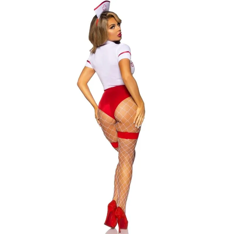 costume infirmière sexy rouge blanc confortable justaucorps sansbretelles boutons pression tablier coiffe élégante séduisante silhouette moulante soirée halloween