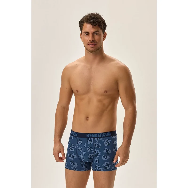 ensemble boxers hommes Henderson coton respirant douceur durable élasticité coupe ajustée taille élastique large design moderne camouflage bleu foncé uni