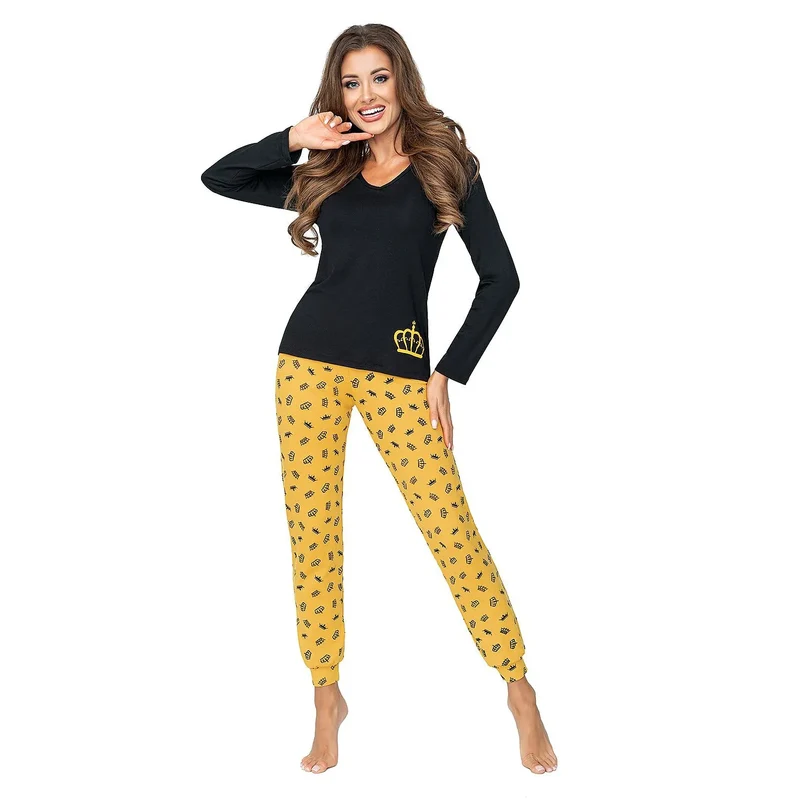 Pyjama femme deux pièces viscose Sweet Princessa Donna imprimé royal coupe sportive