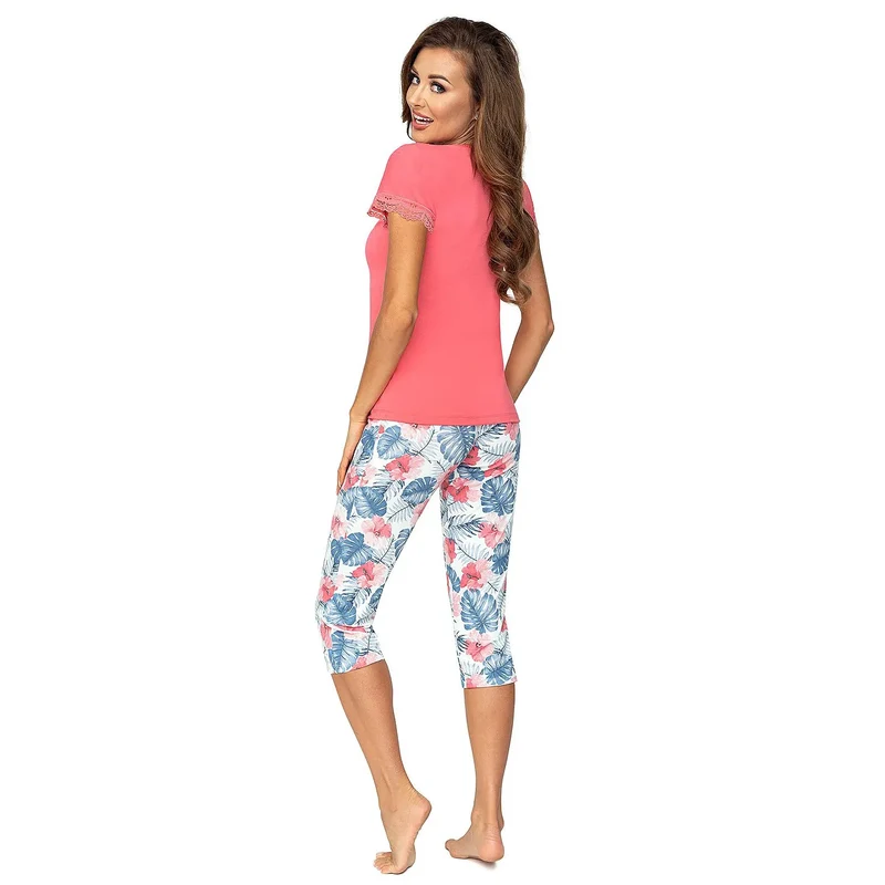 Pyjama 3/4 deux pièces dentelle tropical femme élégant Donna