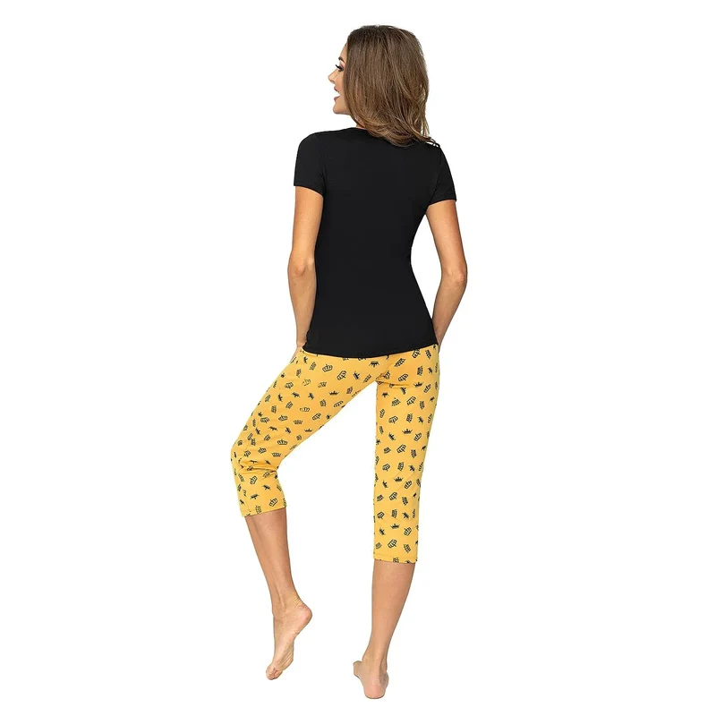 Pyjama femme deux-pièces viscose imprimé royal coupe sportive Donna