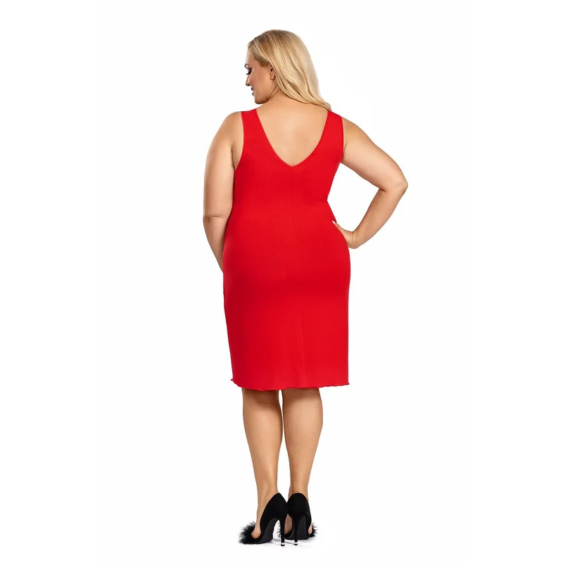 Chemise de nuit grande taille rouge dentelle noire féminine sensuelle Donna