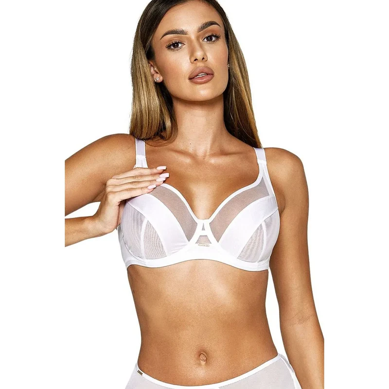 Soutien-gorge blanc souple grande taille confortable maillage stable Kinga