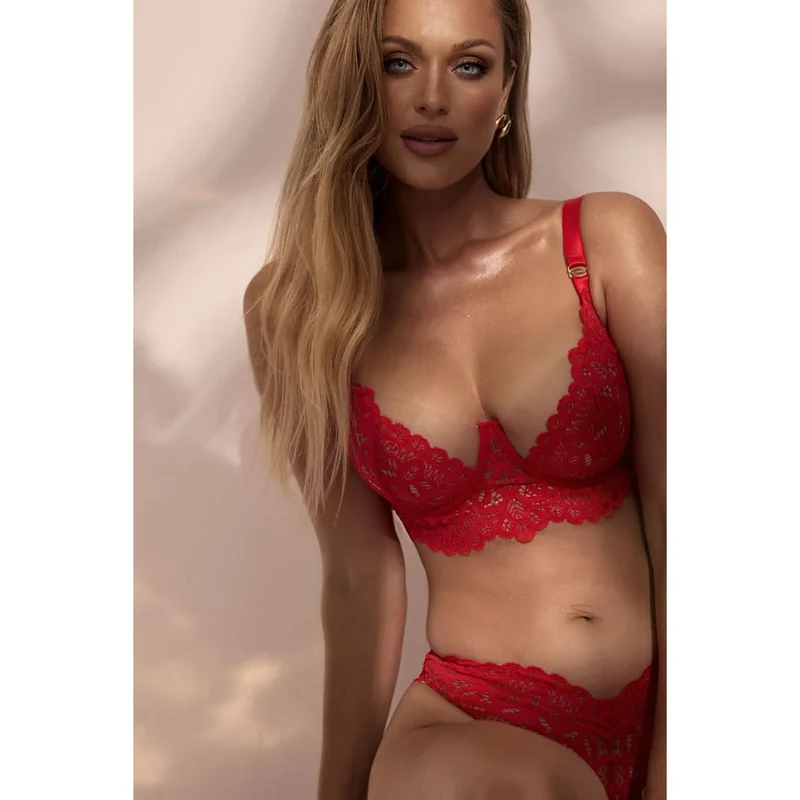 Soutien-gorge dentelle rouge armatures ajustable Kinga Amy SC-1179 confort féminin