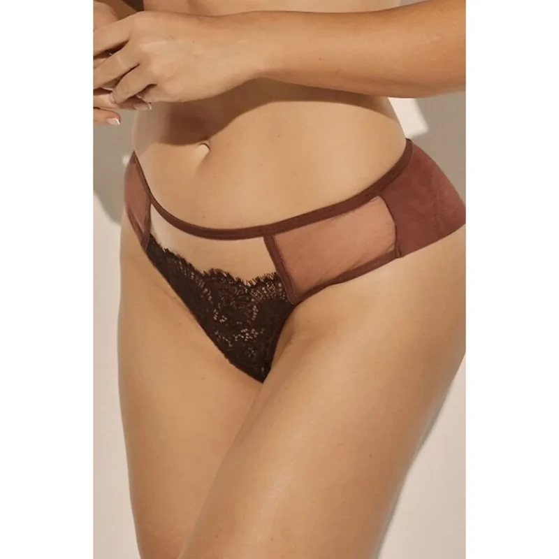 Culottes brésiliennes dentelle tulle chocolat élégantes confortables femmes Kinga