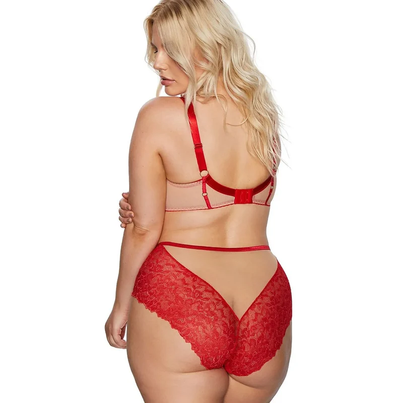 Soutien-gorge semi-rembourré dentelle rouge soie confort Mind Love BC-797