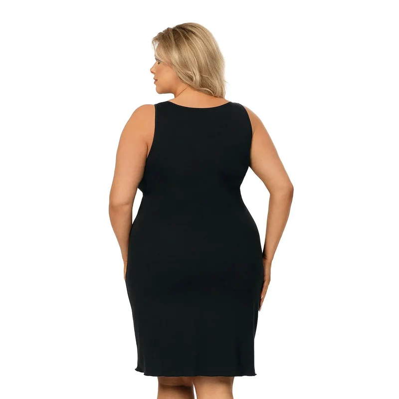 Chemise nuit élégante grandes tailles dentelle noire confort Donna Sarah Plus