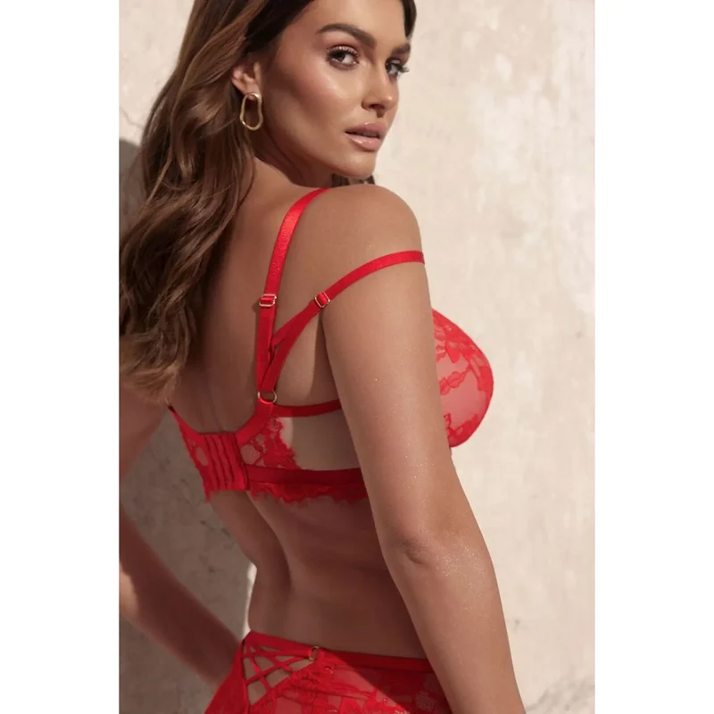 Soutien-gorge semi-soft rouge dentelle florale luxe Yolie BC-1232