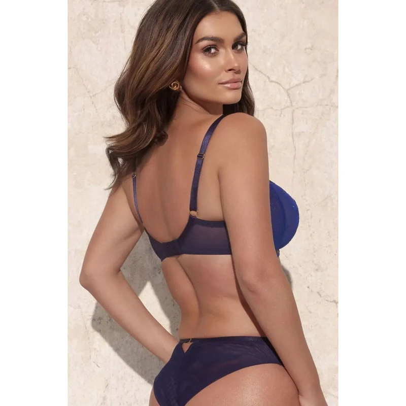 soutien-gorge souple bleu foncé broderie sensuelle Foxy SC-1234