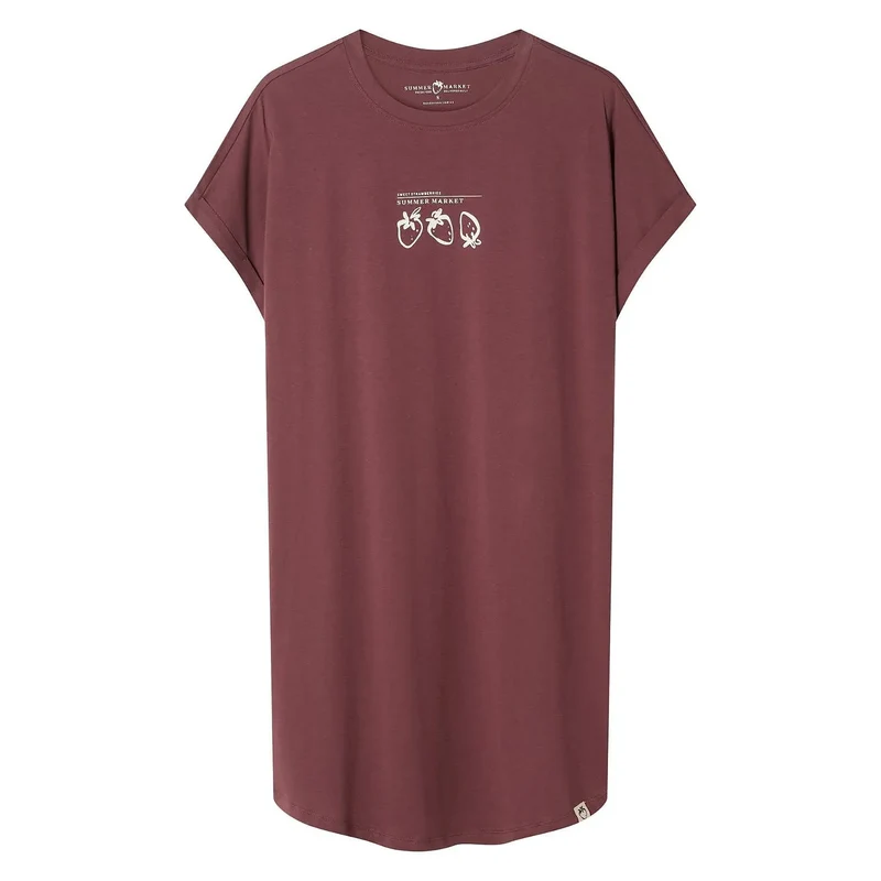 Chemise de nuit coton féminine confortable manches courtes imprimé mode Henderson