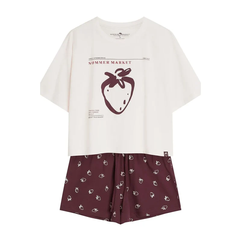 Pyjama femme élégant confortable coton manches courtes oversize Henderson 225444