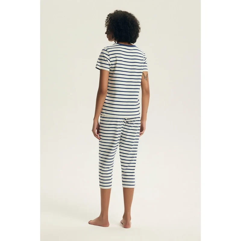Pyjama femme coton respirant manches courtes imprimé mode détente maison