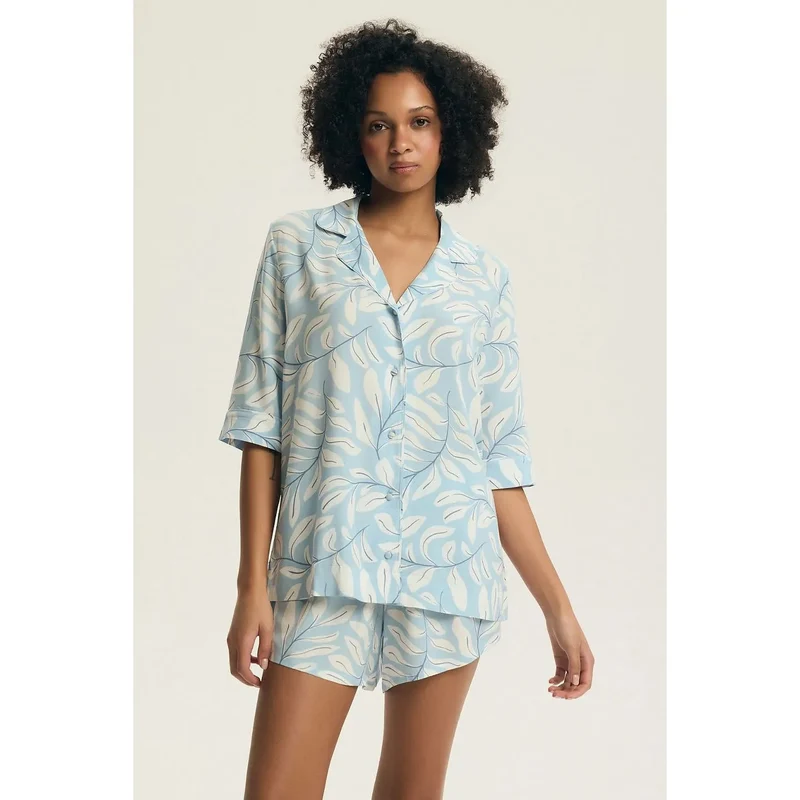 Pyjama femme élégant confortable viscose manches 3/4 imprimé Henderson 225441