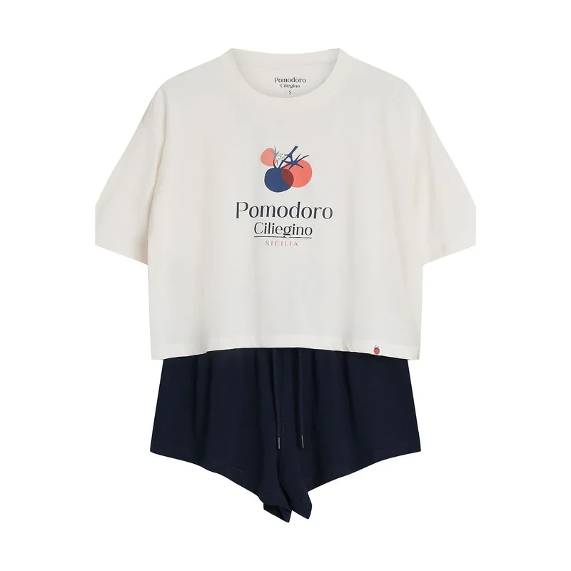 Pyjama femme coton léger confort style décontracté manches courtes shorts ajustables