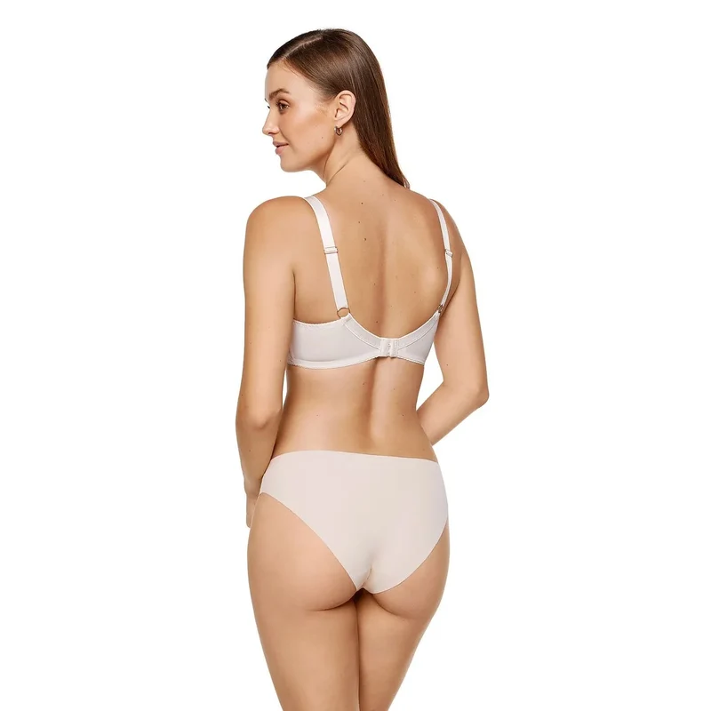 Soutien-gorge dentelle brillante liseré bleu confort asymétrie buste Gorteks