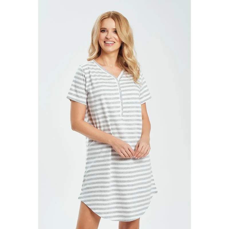 Chemise nuit coton manches courtes boutons pression féminine Taro 225169
