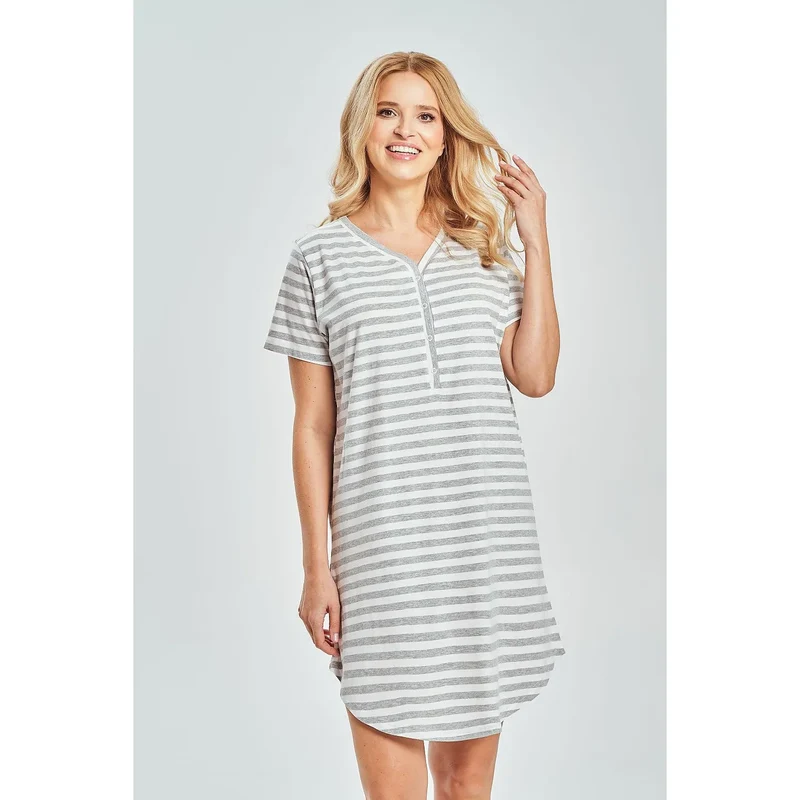 Chemise nuit coton manches courtes boutons pression féminine Taro 225169