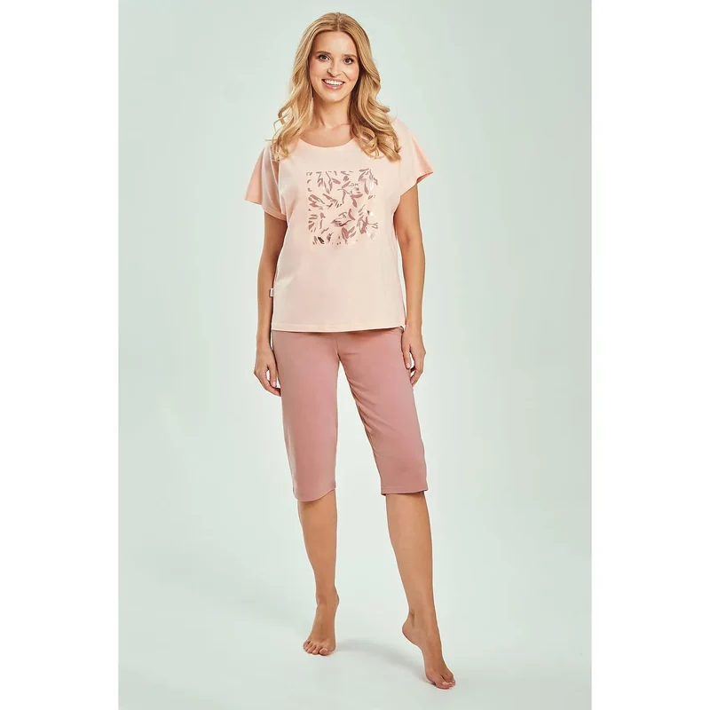Pyjama femme manches courtes coton élégant confortable mode taille élastique
