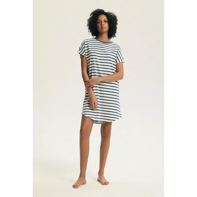 Chemise nuit femme coton respirant manches courtes élégance classique Henderson