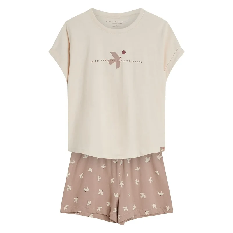 Pyjama femme coton confort léger moderne imprimé été intérieur Henderson