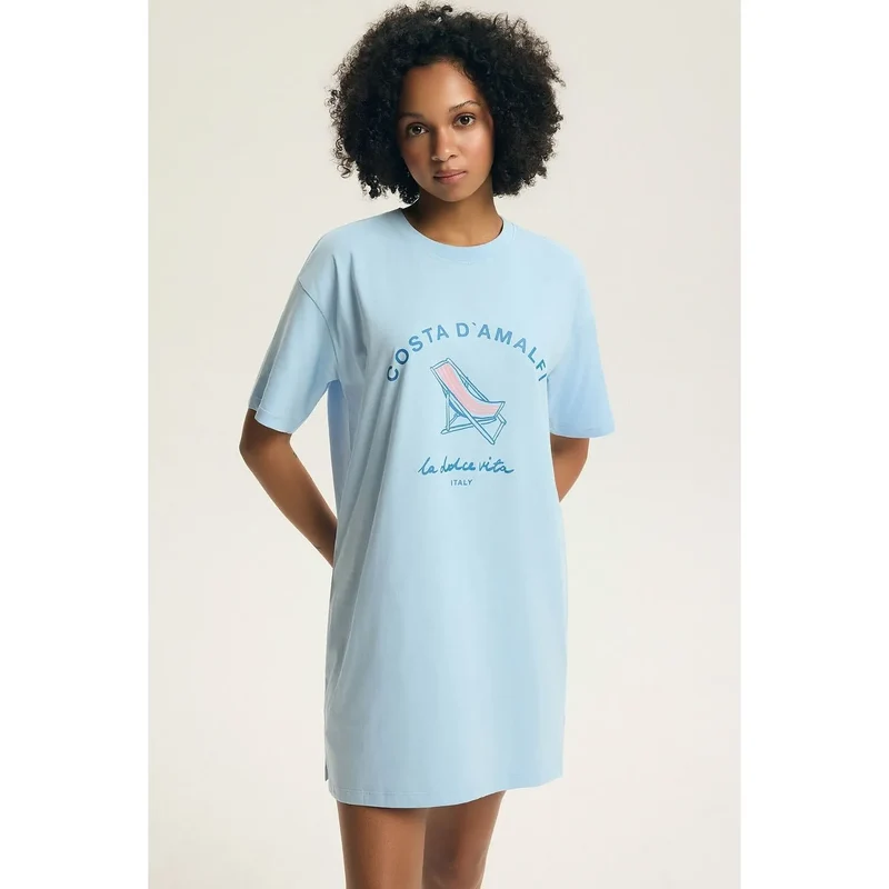 Chemise de nuit femme coton confortable manches courtes col rond Henderson
